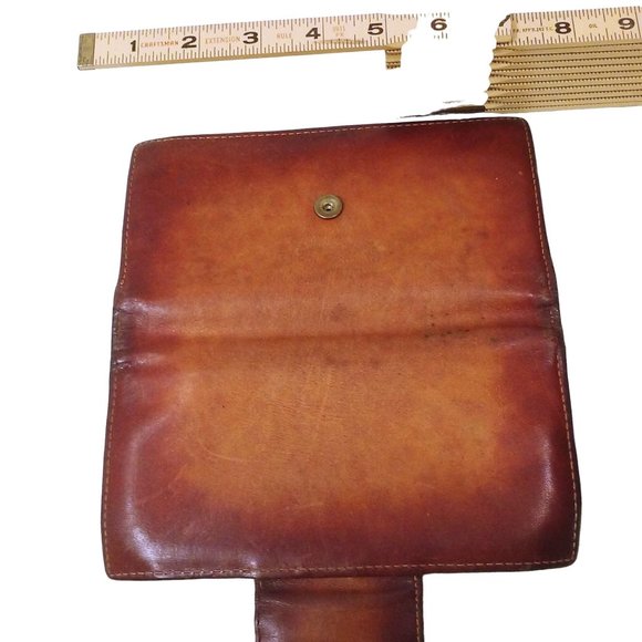 Vintage 70s-80s Levi Strauss & Co Leather Wallet Kiss-Lock Check/Bills Logo Tan - Picture 10 of 13